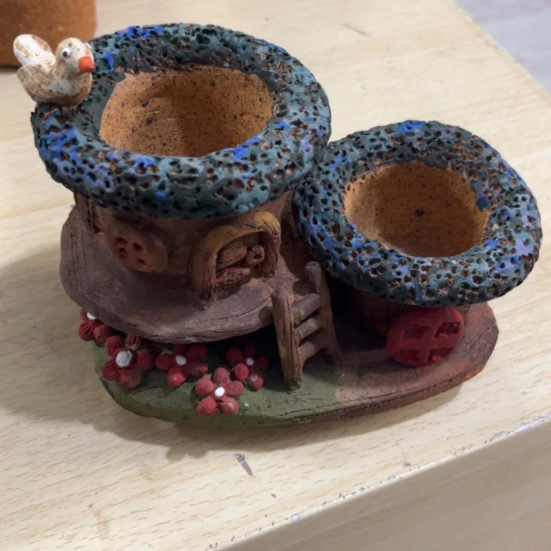 泥塑古镇炻陶花盆