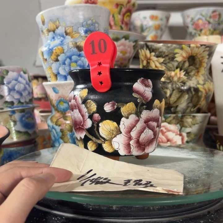 景德镇手绘花盆满38包邮偏远地区除外