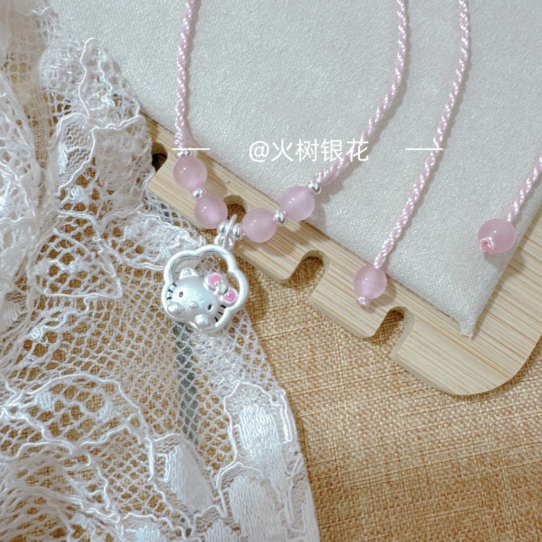 坠链均足银  足银999星星猫纯银kitty项链可爱少女心甜美简约小众