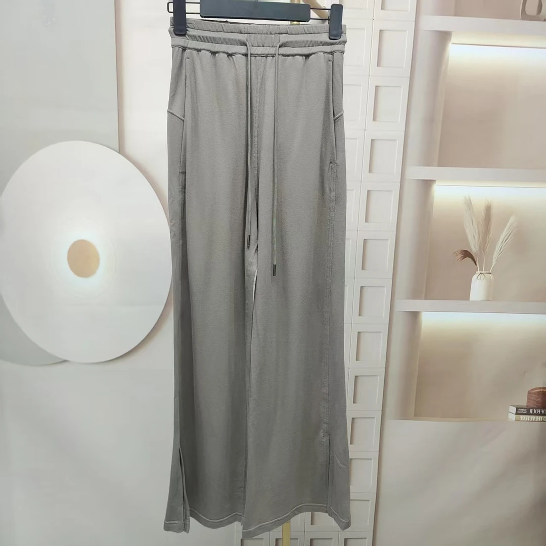 B285    女士休闲软糯裤脚开叉时尚直筒裤百搭