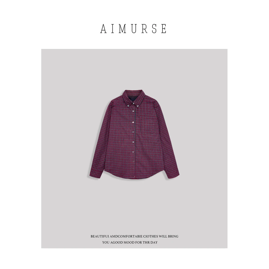 AIMURSE 【时代格语】小众设计师 格子百搭休闲时尚衬衫棉衣 AM6010
