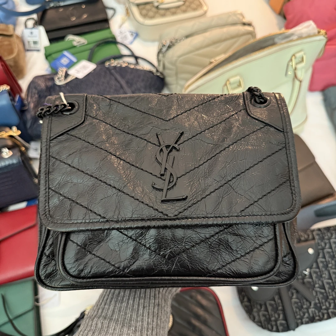 95新 YSL/圣罗兰 so black niki链条包小号/龙龙在包展