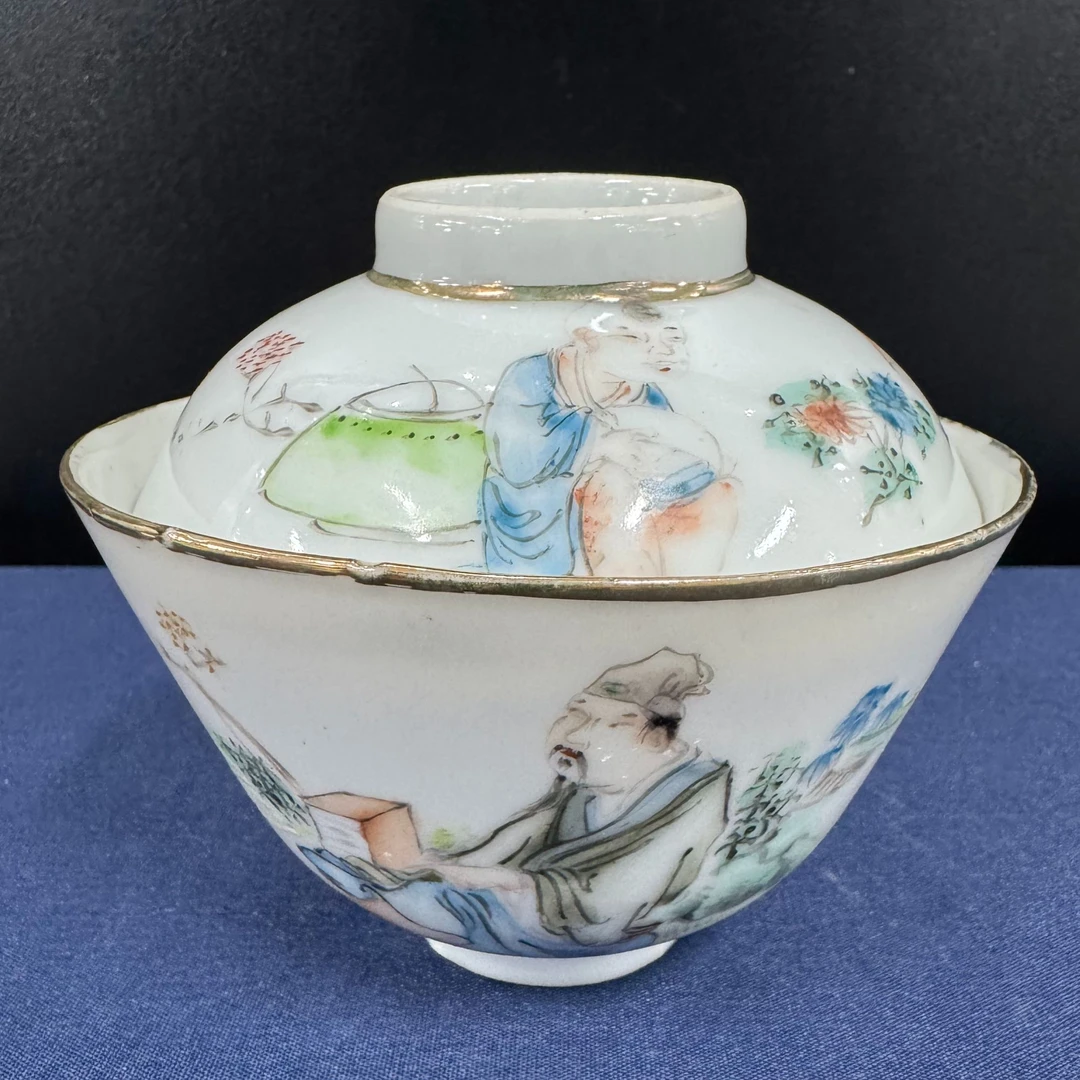 民国 粉彩人物盖碗ML-6646