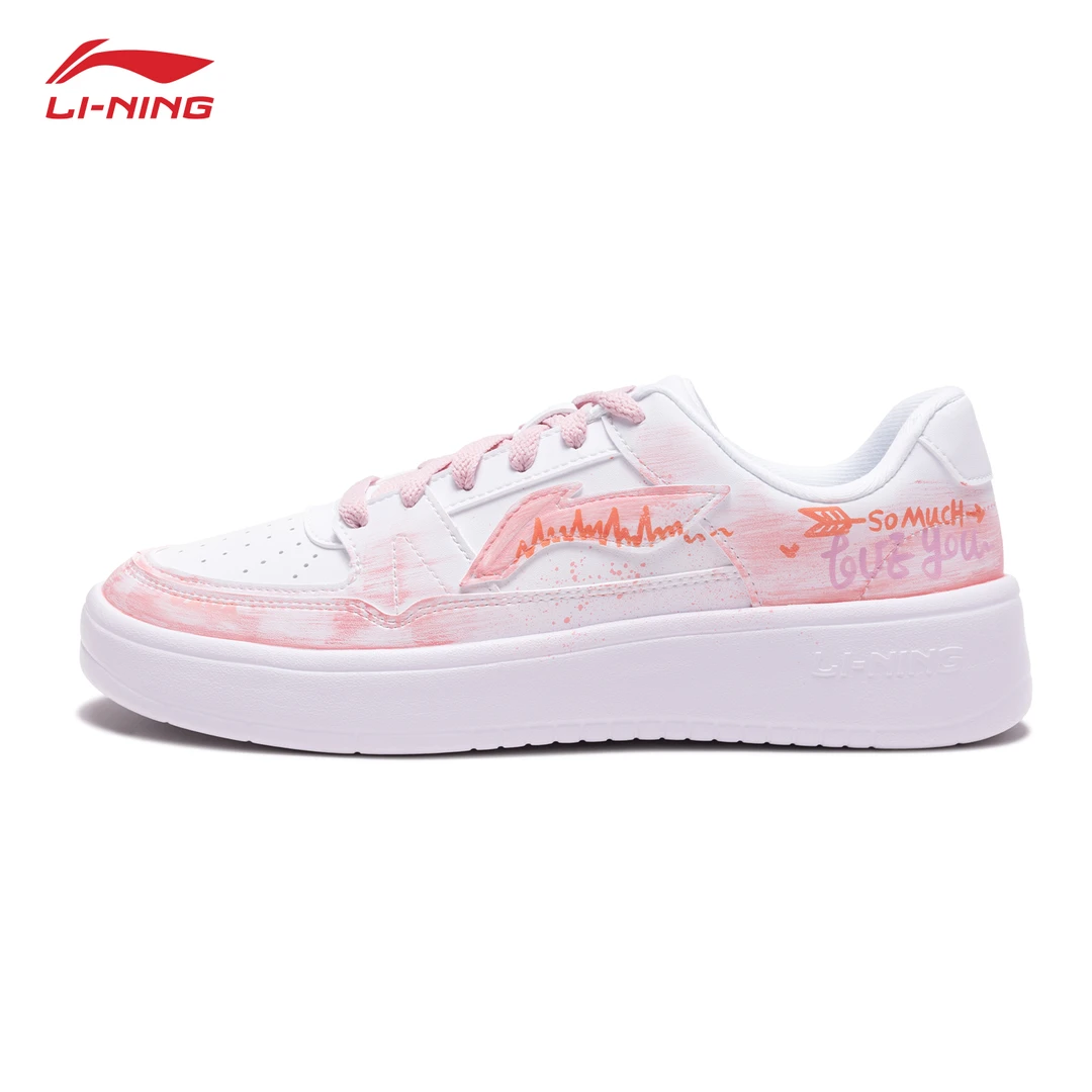 【定制球鞋】李宁月临女鞋手绘悸动低帮板鞋低帮轻便百搭潮流休闲鞋