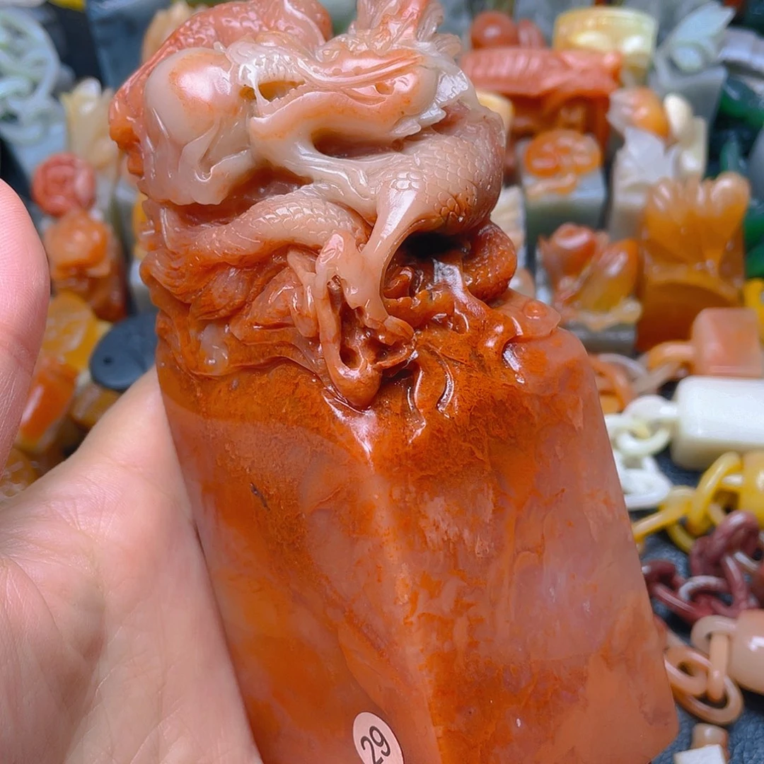 青田石印石桃朱砂