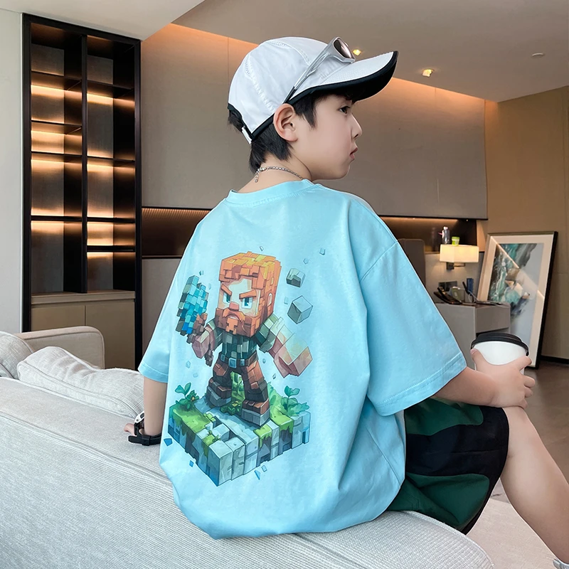 男童夏装短袖T恤2025新款中大童休闲洋气套装儿童夏季网红潮流短T