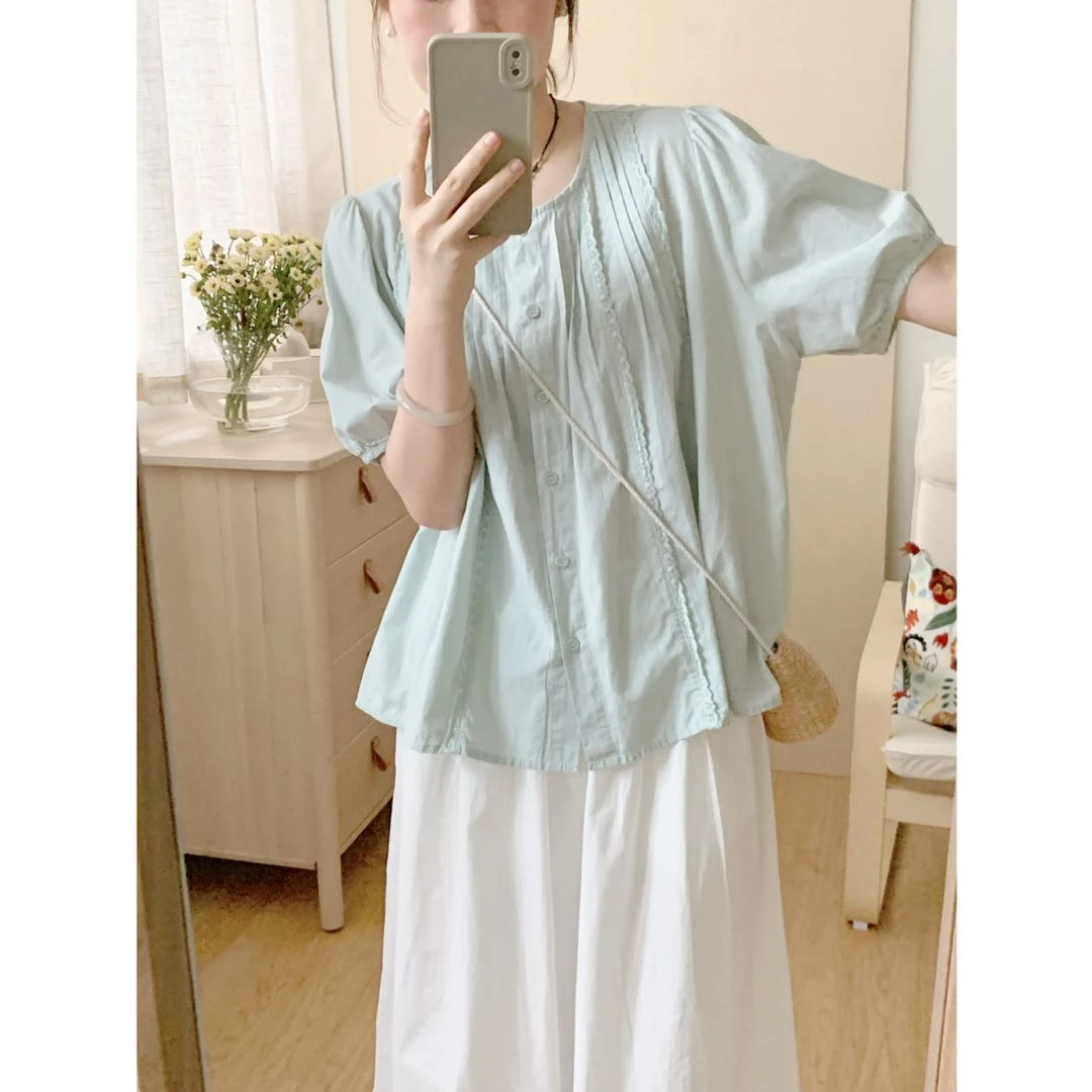 田田家 | 泡芙日记 夏季休闲百搭清新衬衫 精致文艺衬衣