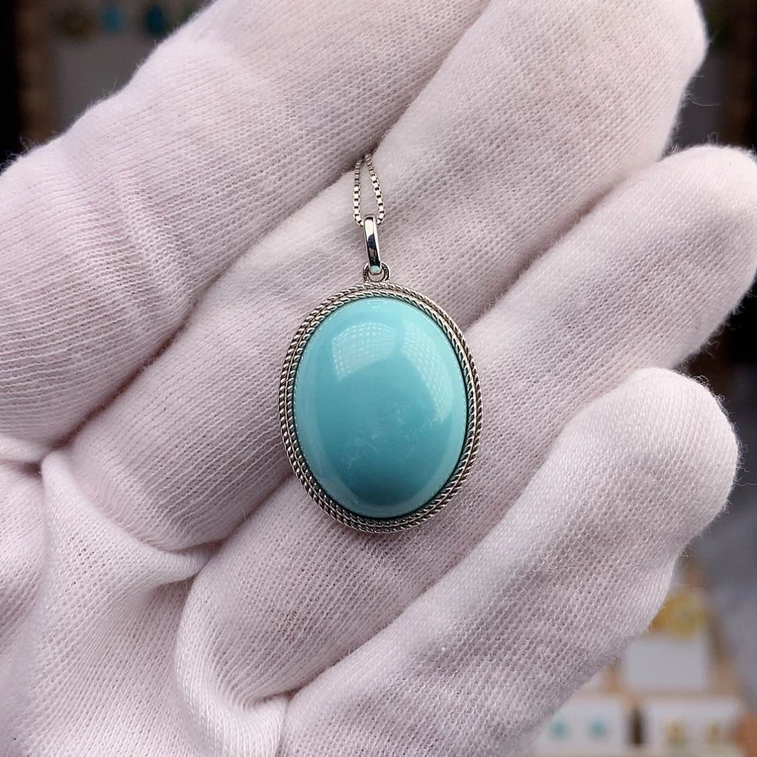 绿松石颈饰银S925镶嵌