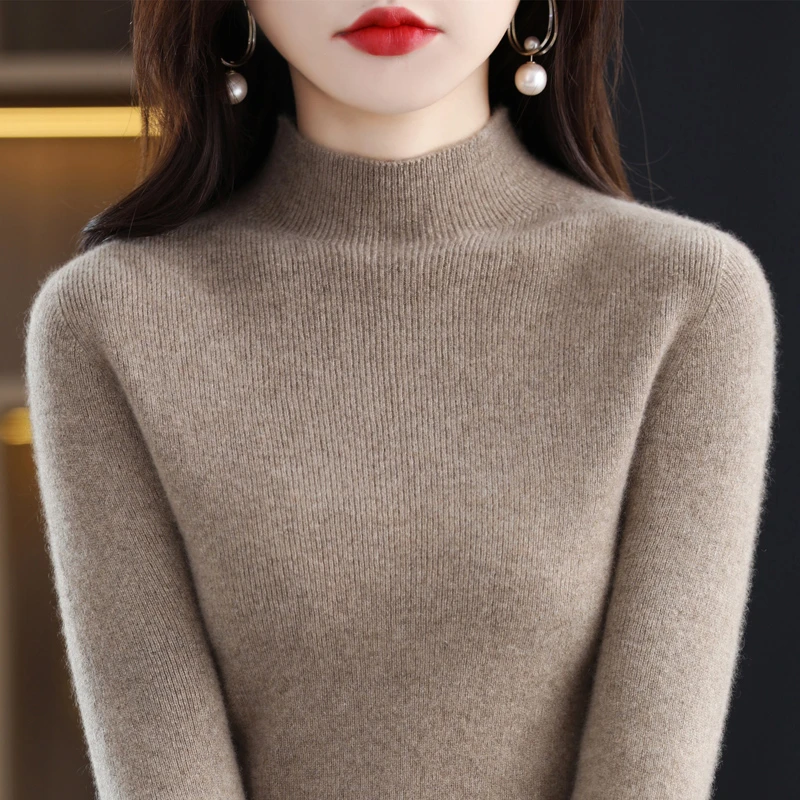 100纯羊毛衫 修身抽条 一线成衣毛衣 打底衫秋冬针织衫套头 加厚