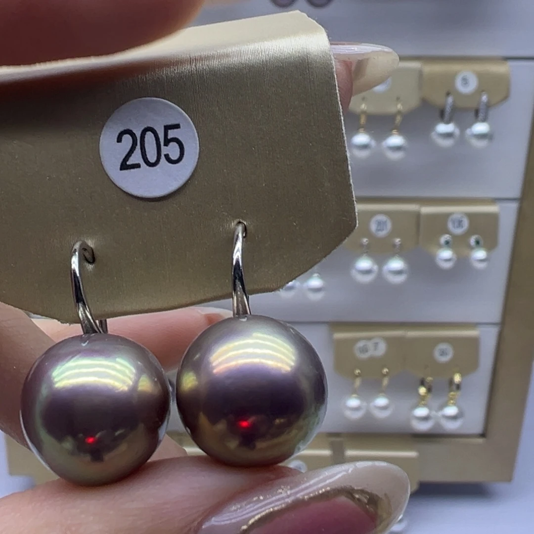 淡水珍珠银S925镶嵌耳饰