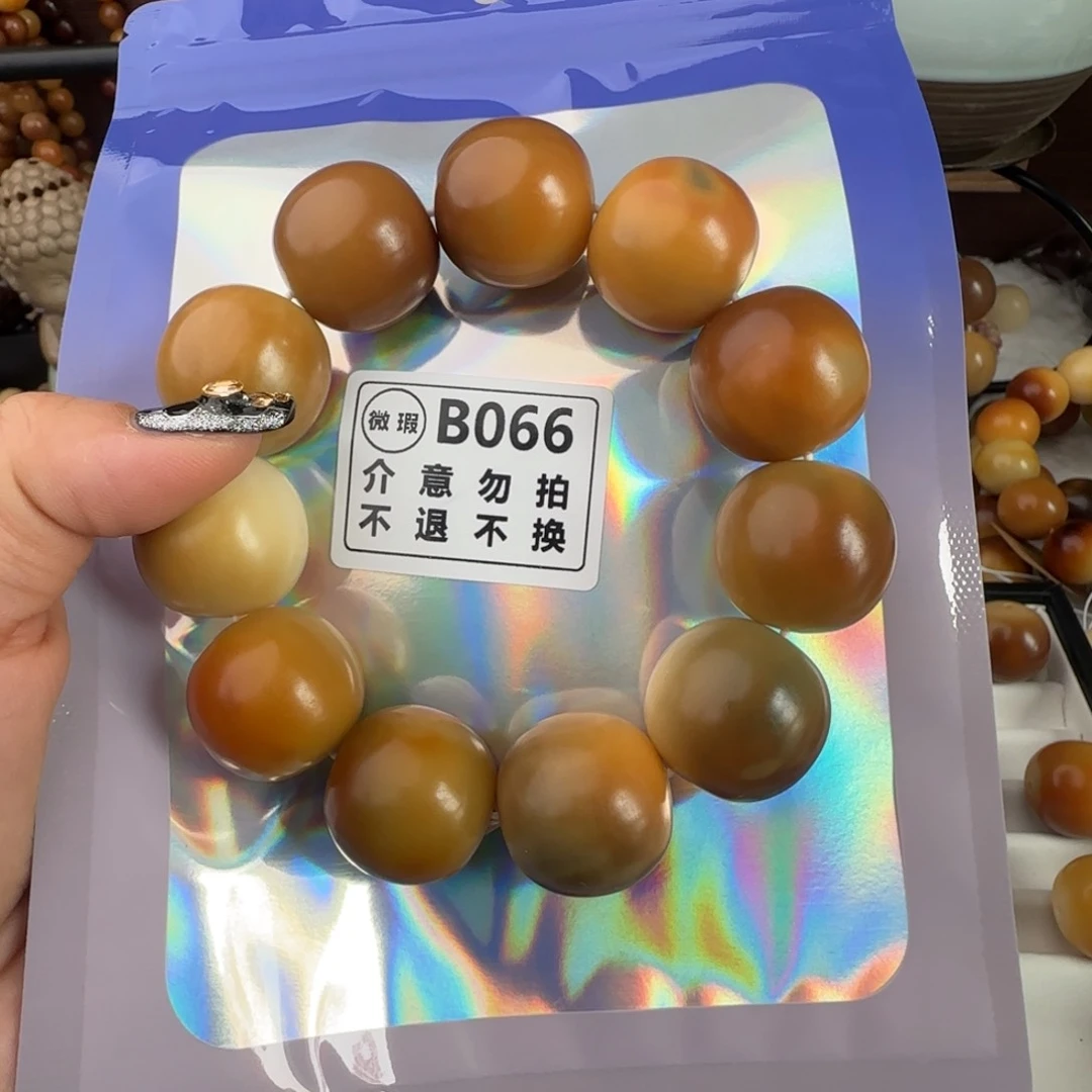 菩提根/象牙果手串鸟****?B066微瑕