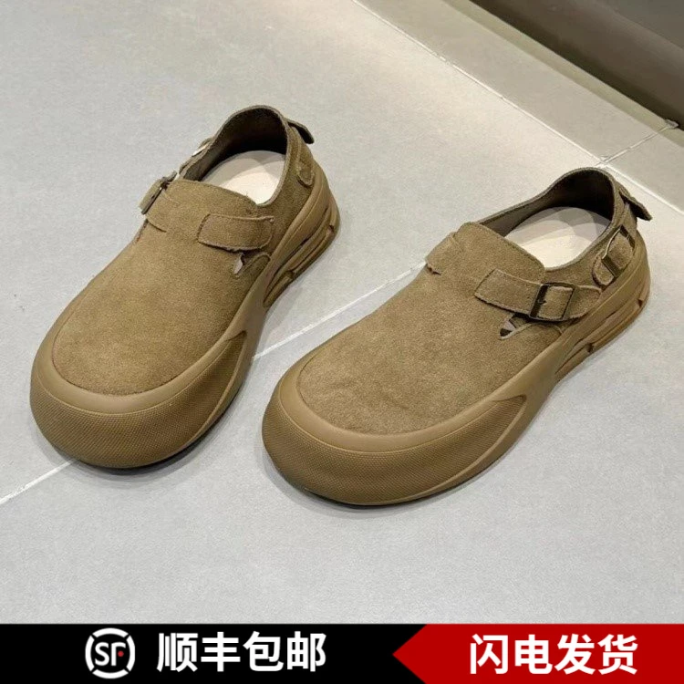 2025新款舒适复古皮带扣厚底休闲勃肯鞋百搭软底增高欧若风