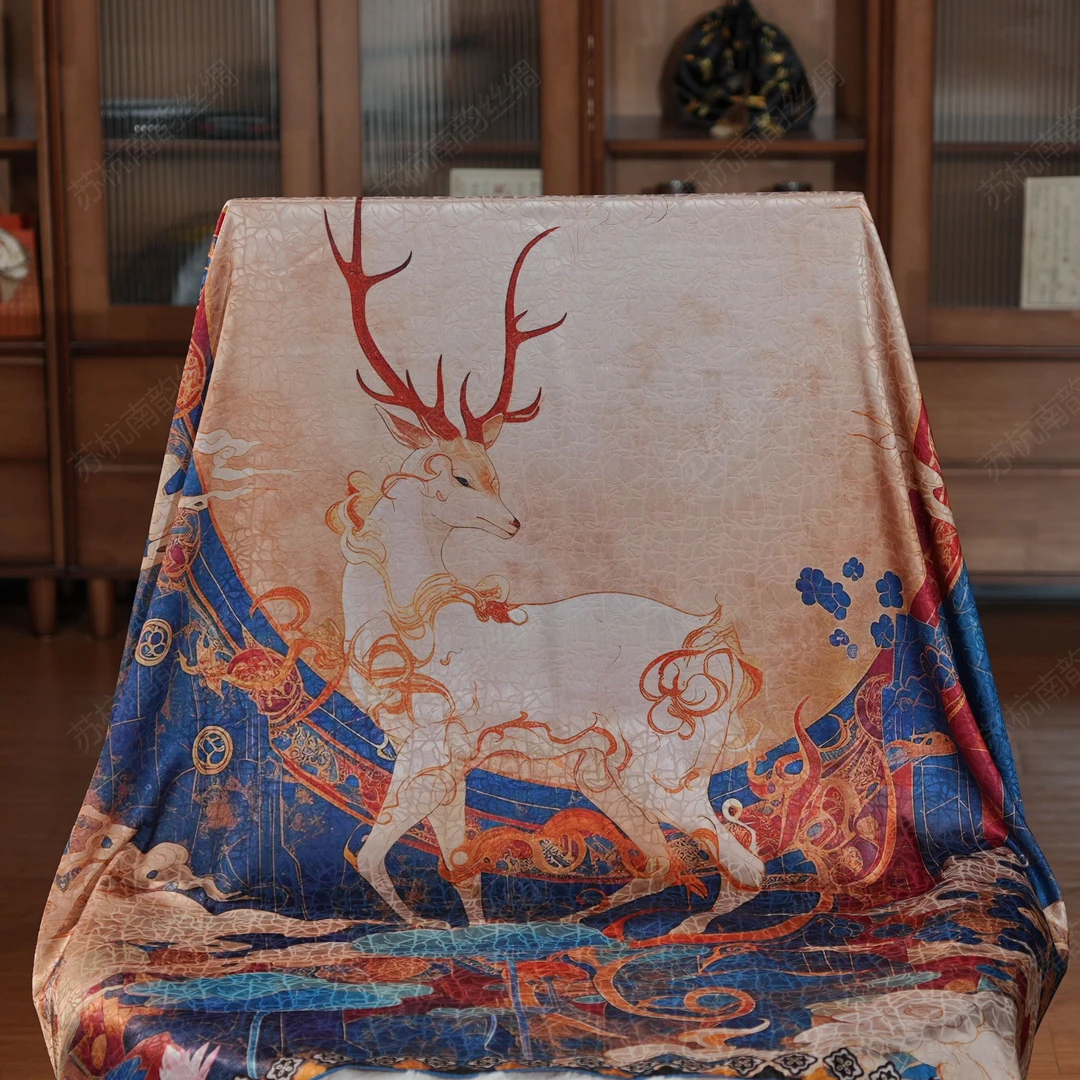 新【D87-196予鹿】140*140丝巾披肩方巾女士时尚百搭双面圆领中国风