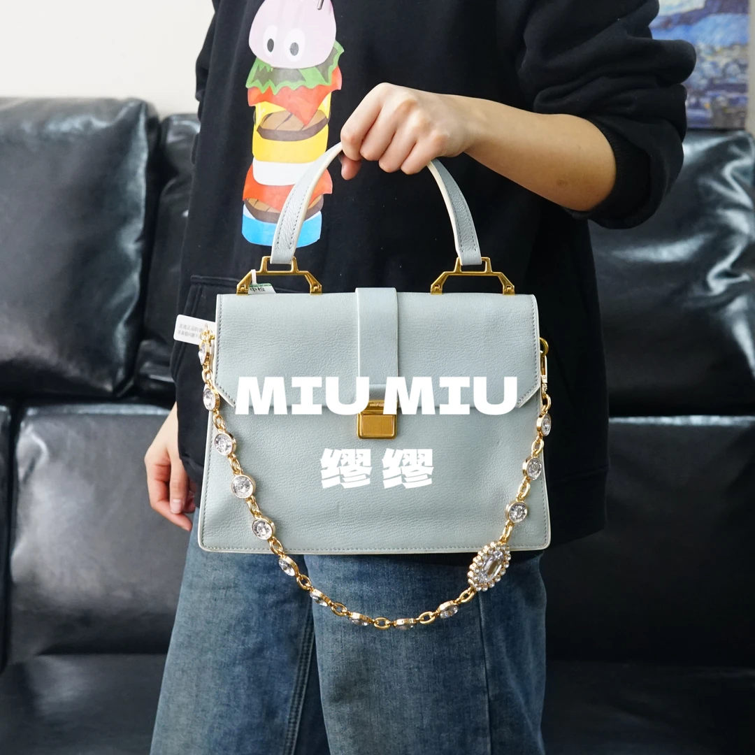 95新 MIU MIU/缪缪 miumiu/天空蓝链条包/BB12525088/5088