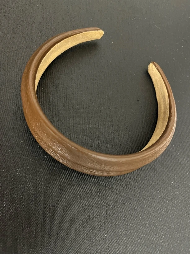 金色黄色皮质发箍时尚OL日韩