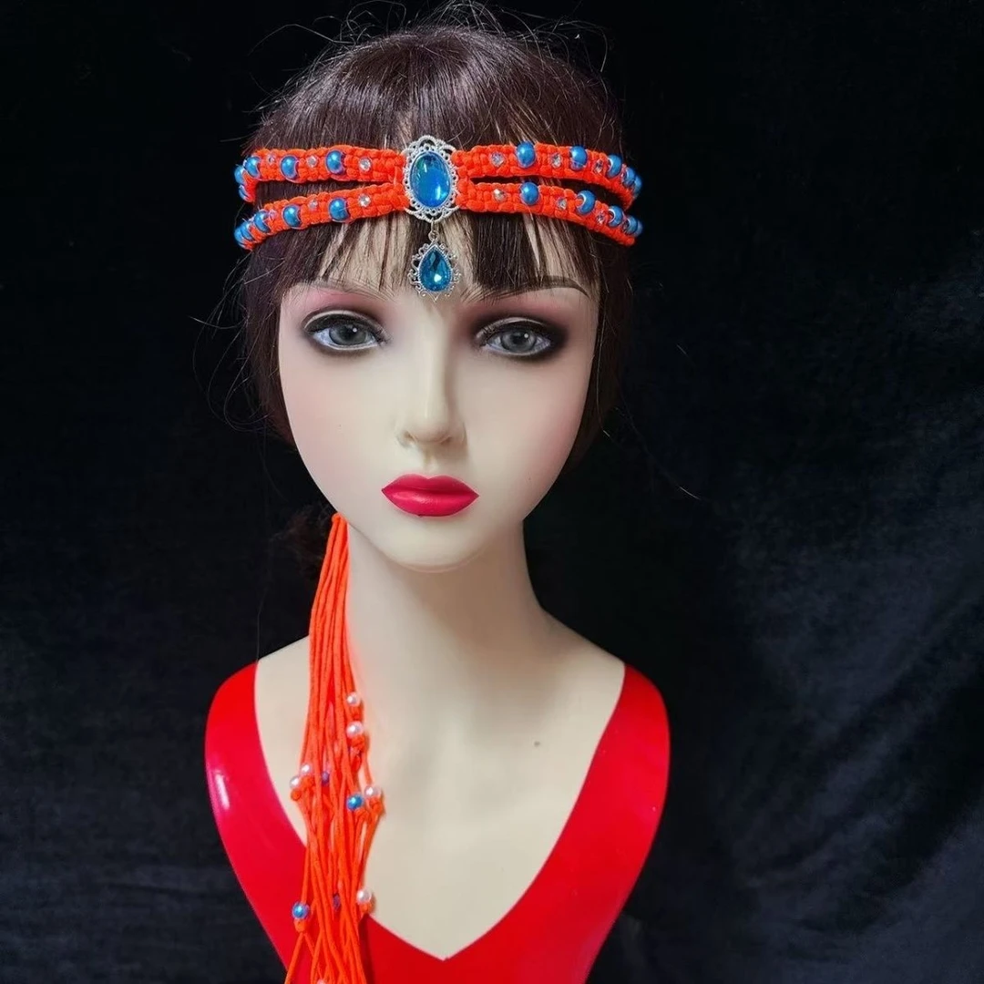 大秧歌民族舞蹈发饰头饰额饰手工演出串珠配饰耳环发带