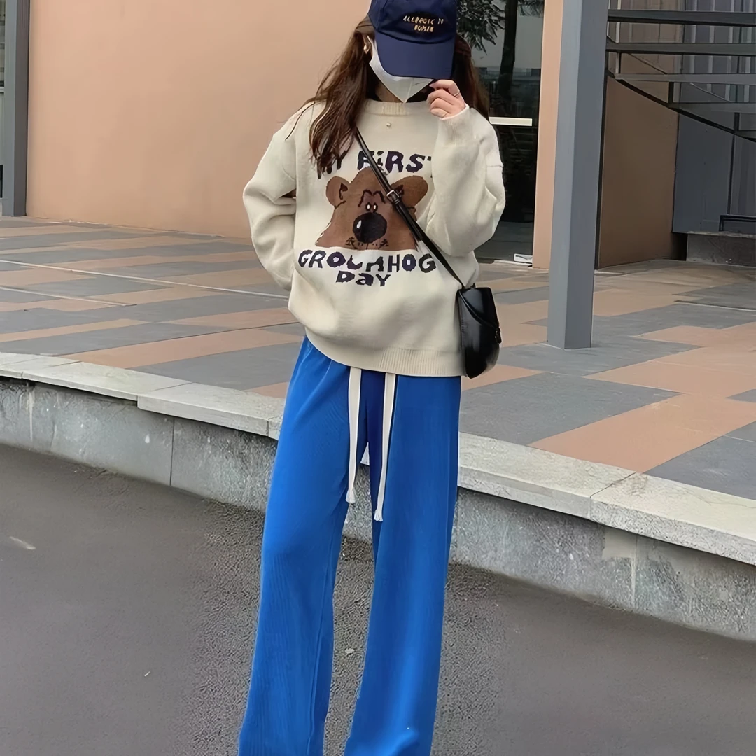 蛇骨纹阔腿裤女2025春夏新款高腰显瘦宽松垂坠感直筒裤百搭休闲裤