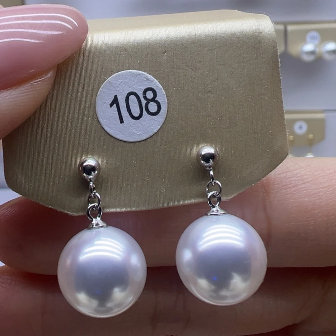 淡水珍珠银S925镶嵌耳饰