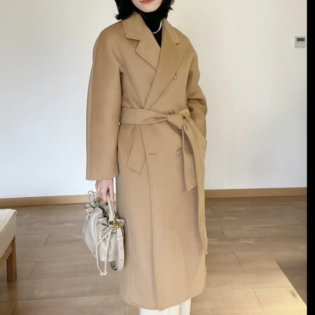 未使用 MaxMara 8444排扣纯色羊毛大衣浅棕色/38码/全新闲