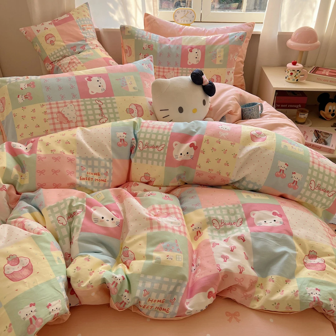 Heart Island【关于小猫】少女心卡通全棉ins风纯棉可爱四件套被套