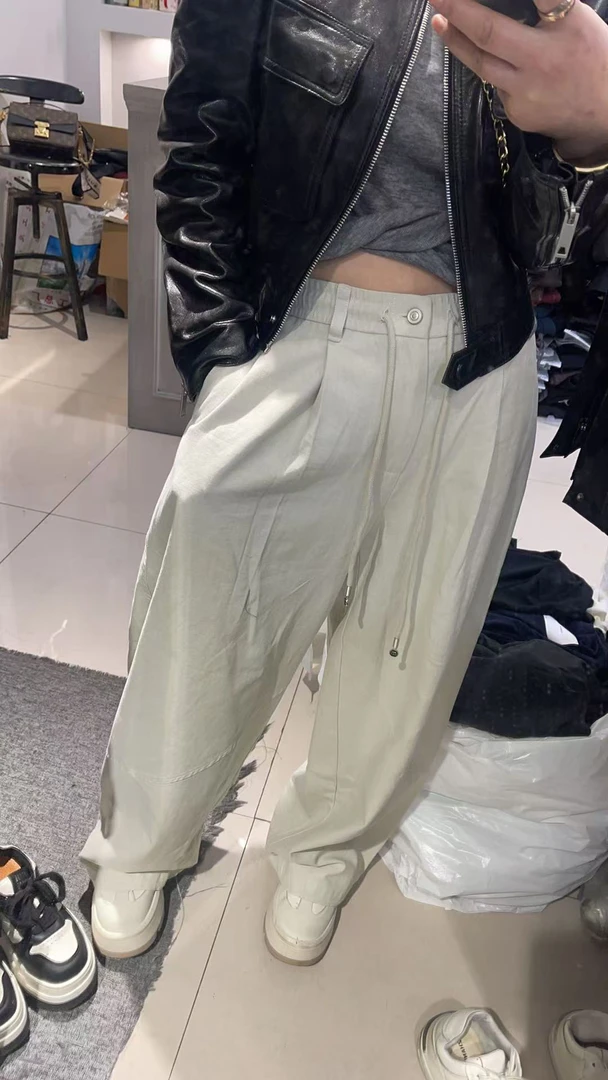 抽绳款休闲阔腿裤