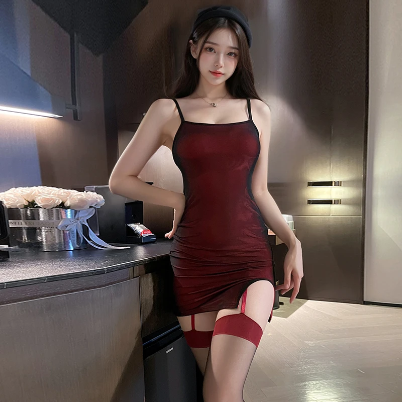 网红新款收腰显瘦网纱吊带裙女弹力包臀裙夜店白搭连衣裙子