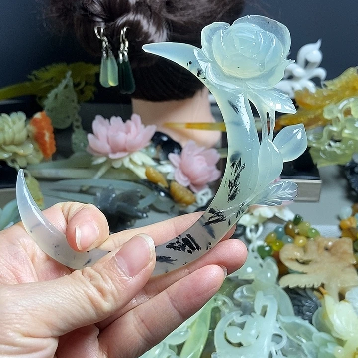 岫玉未镶嵌发簪发簪