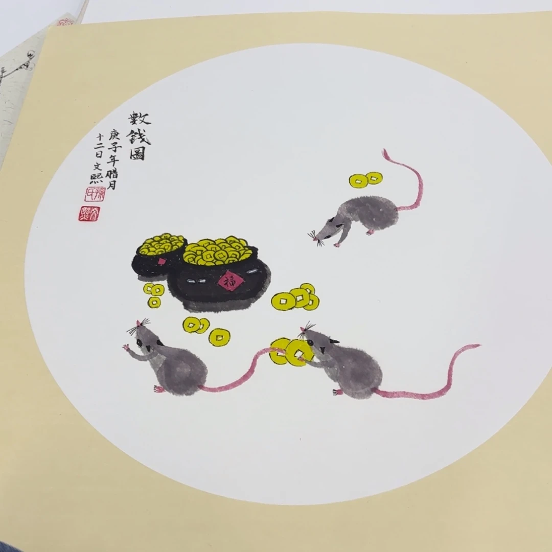 国画花鸟卡纸作品童