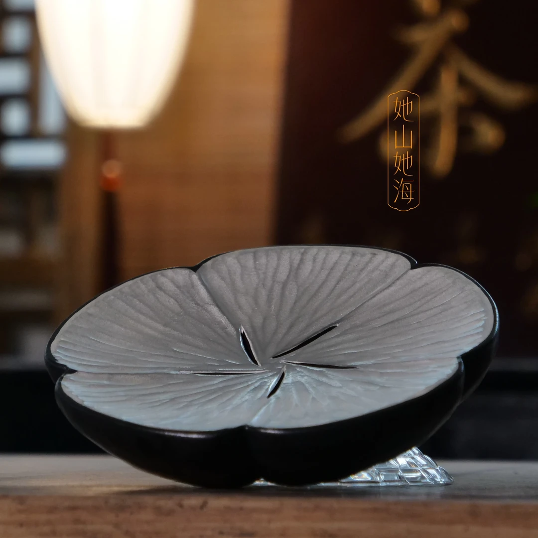 她山她海【浩银花瓣大壶承】十廿手作高温陶银茶器储水壶承