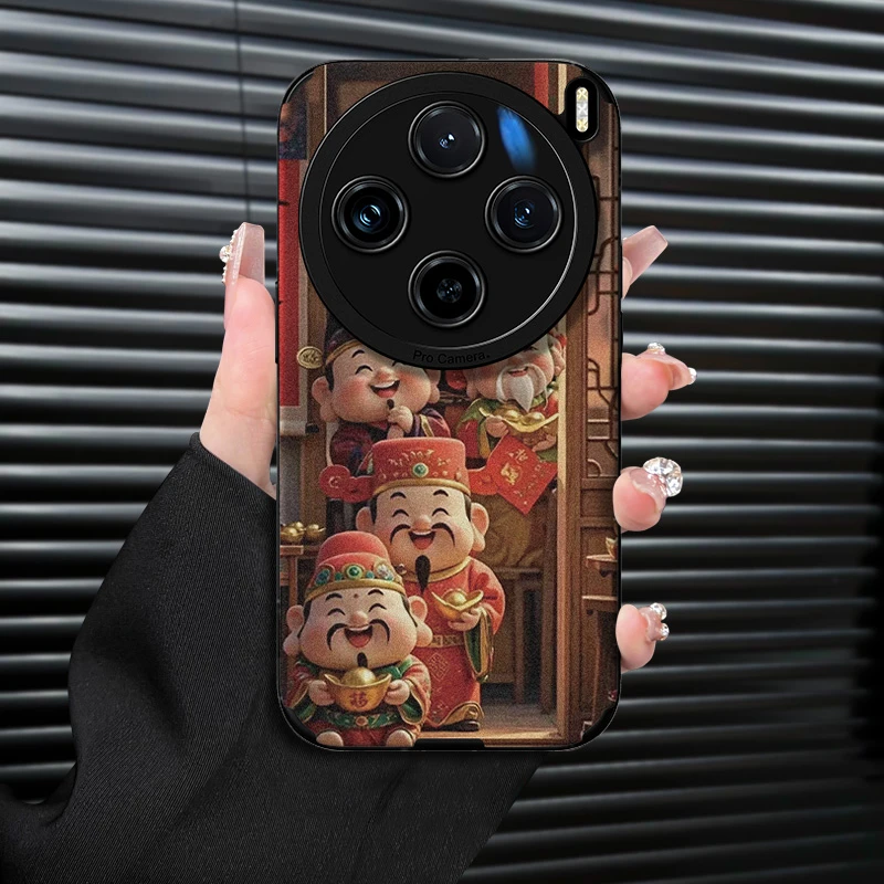 新年国潮国风财神适用VIVOX100/90PRO软壳全包防摔手机壳男女款