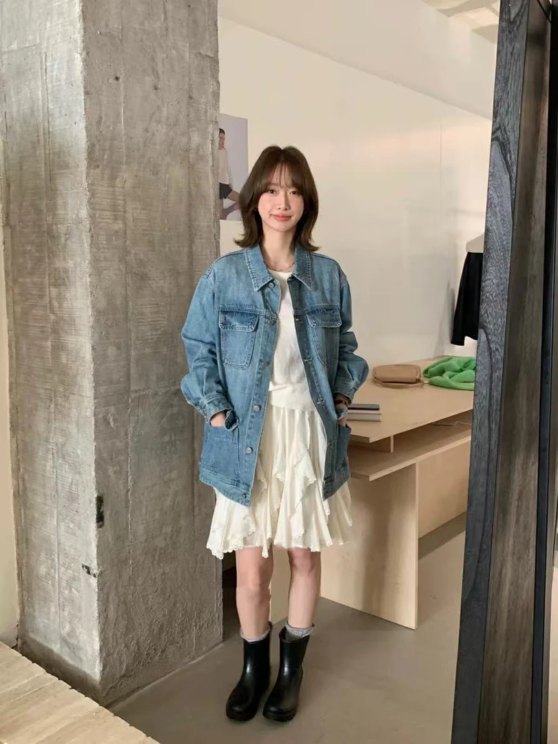 CHUMU/储慕【西西里岛】复古洗水口袋牛仔外套2025春季新款百搭显瘦