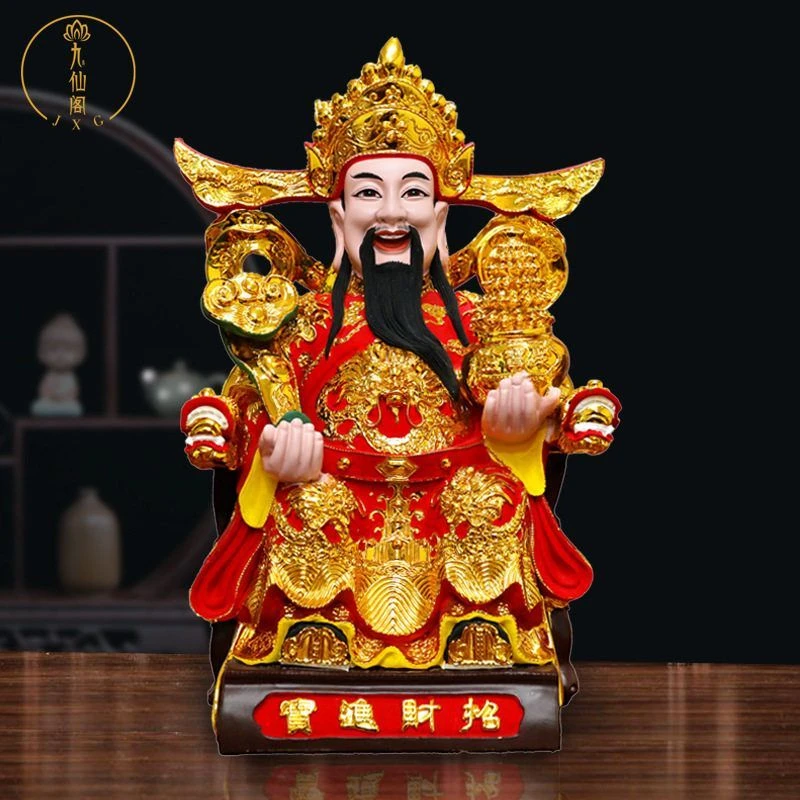 财神爷佛像161912英寸镀金树脂如意财神摆件家庭供奉文财神