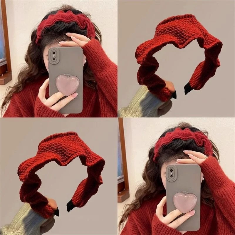 花朵发箍加宽设计师原创精高级感复古木耳边针织宽边发箍洗脸头箍