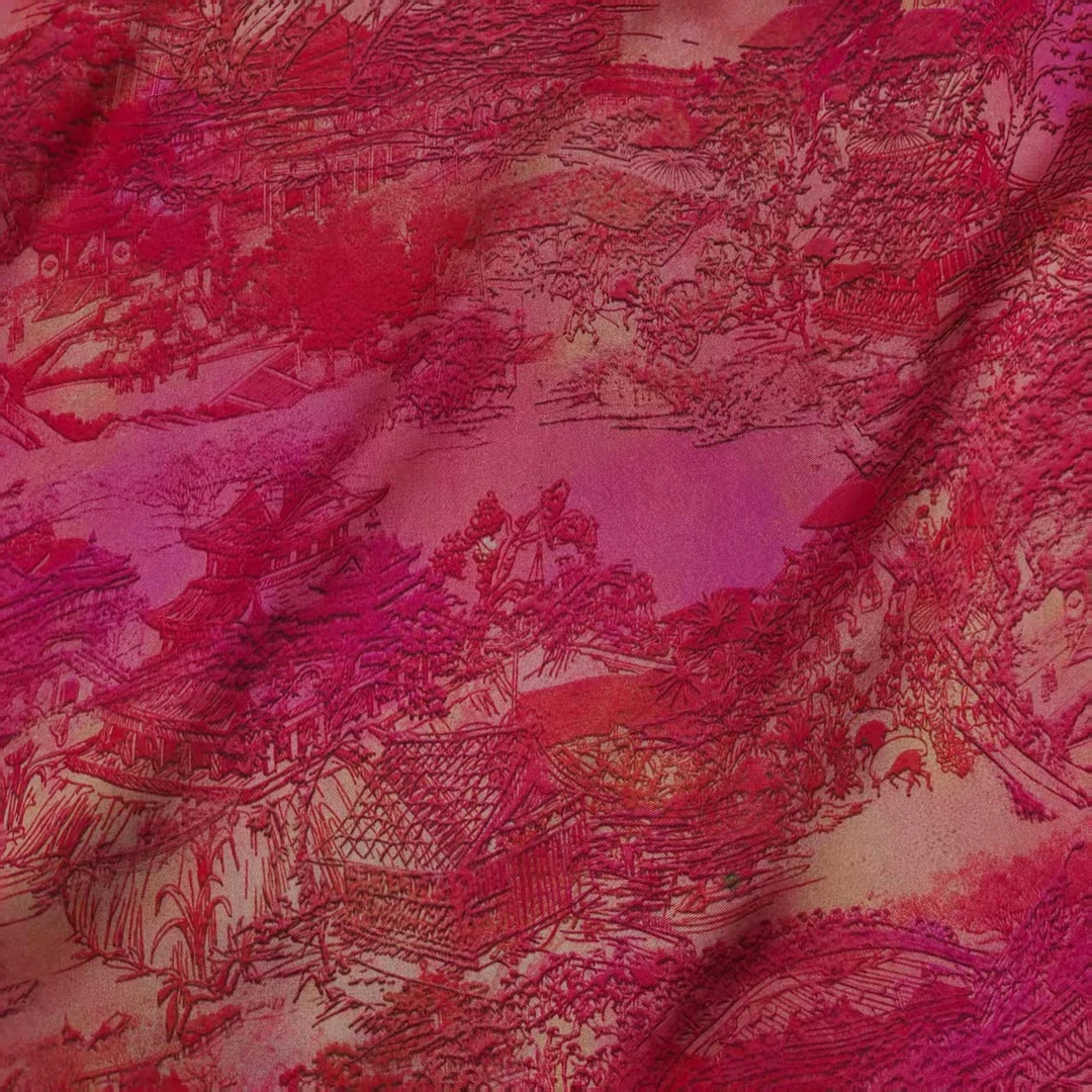 【云鼎】25923-1 定制国风绯色上河图 服装布料面料