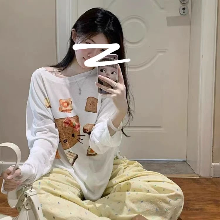 《柚子同款》JSY夏季小猫饼干卡通微透防晒长袖T恤