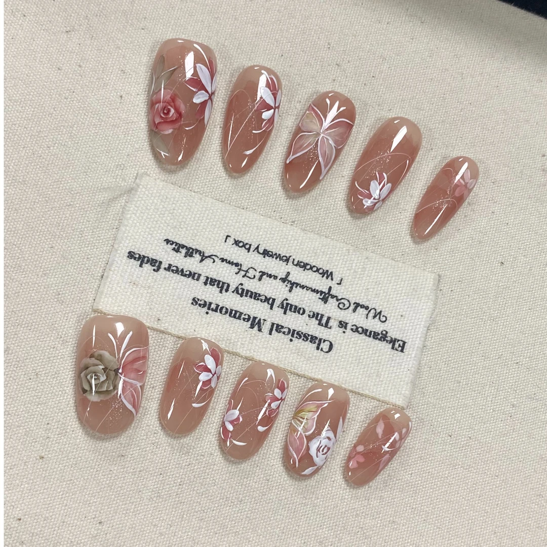 设计师合作款【晴蝶夕颜】A011高奢原创高绘纯手工穿戴甲（送工具包）