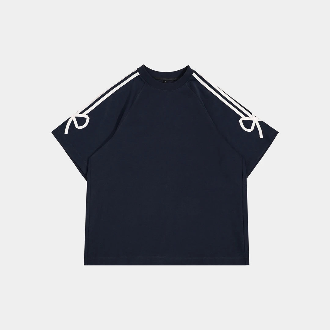 GGAHOLIDAY时尚宽松潮流舒适透气简约复古休闲宝蓝色T恤 152235