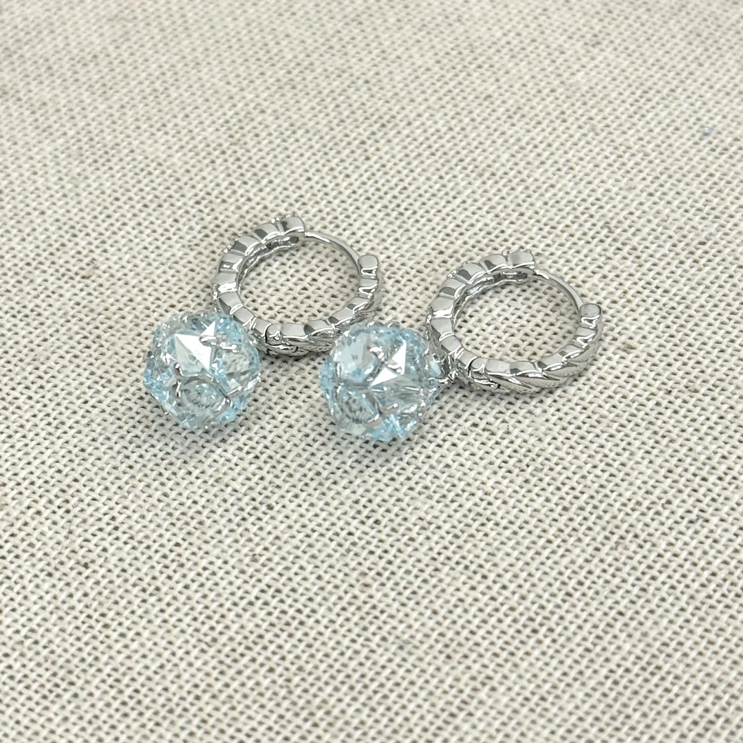 合金耳饰 【17SR】小冰块冰蓝耳坠精致夏凉感百搭一对