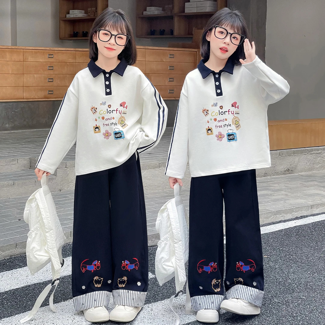 女童裤子春秋款2025新款爆款女中大童6-12岁潮款牛仔裤儿童阔腿裤