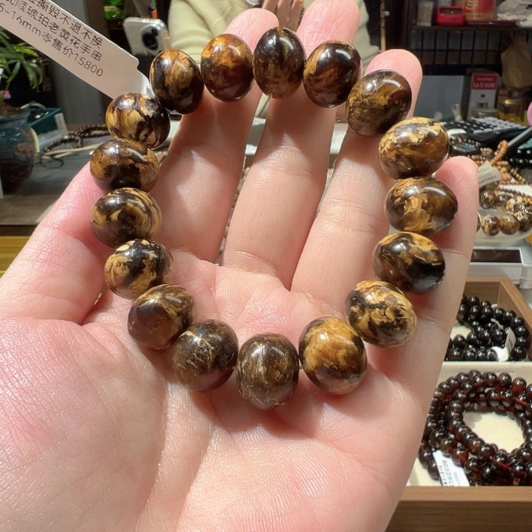 福***連琥珀未镶嵌裸石抚顺琥珀15m老黄花