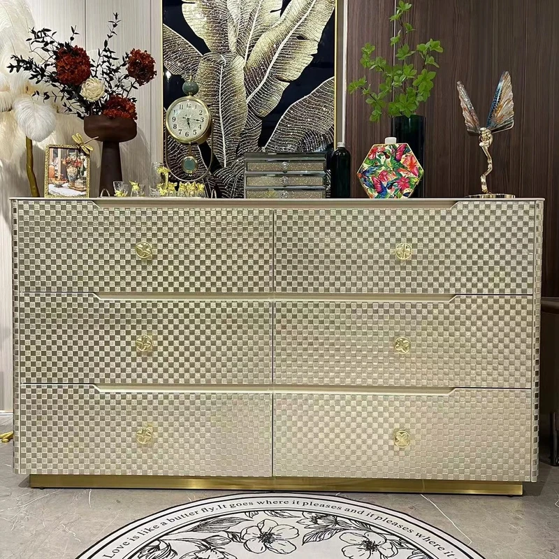 【喜悦家具】SKM棋盘格六斗柜160*40*89
