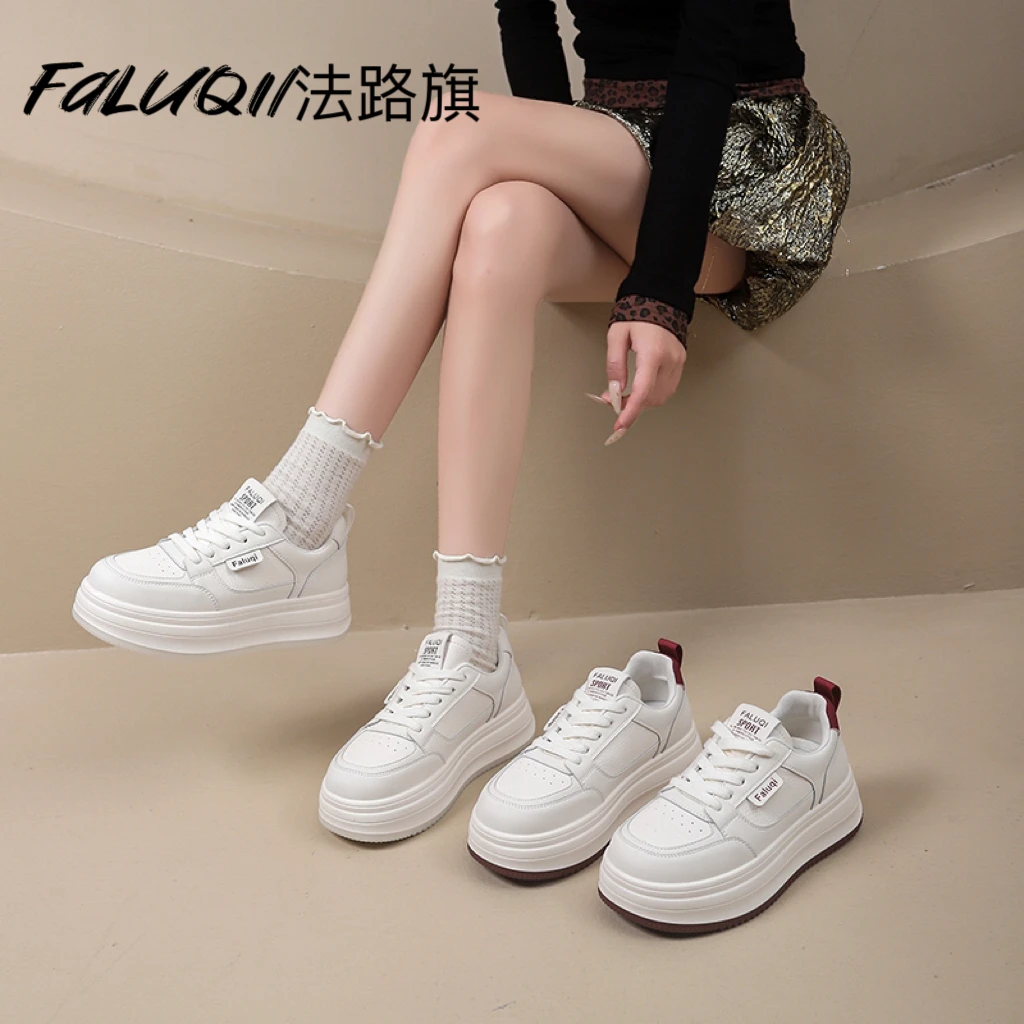 【赵露思同款】Faluqi/法路旗 2025秋季新款时尚增高百搭白鞋YD8986