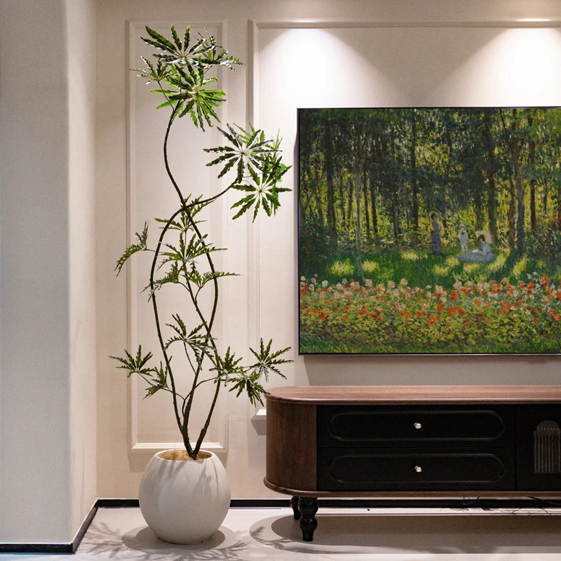 海虹景品孔雀木仿真绿植高端轻奢室内客厅仿生假树大型落地盆栽单