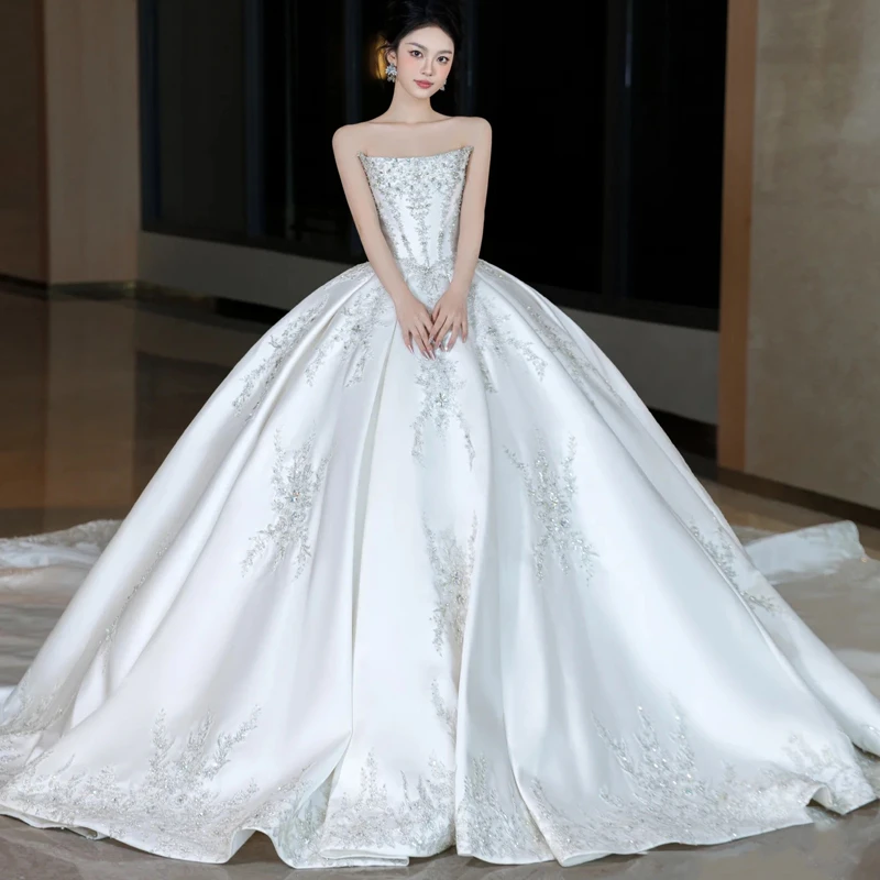 【真爱婚纱-抹胸三穿】抹胸带钻 婚纱主婚纱 仪式纱 高级韩式百搭