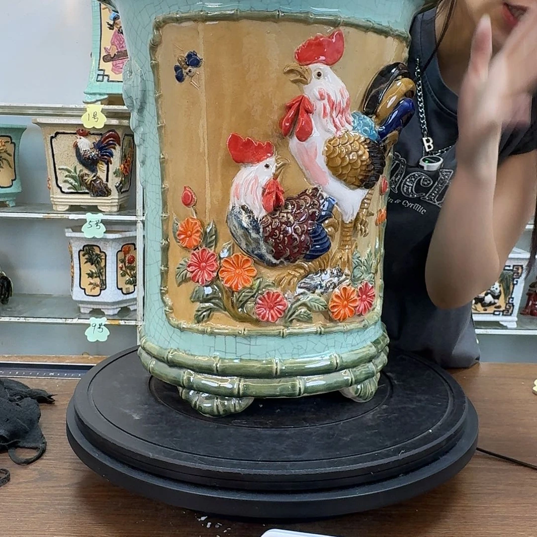 千***物完全开放石湾盆350手工痕迹