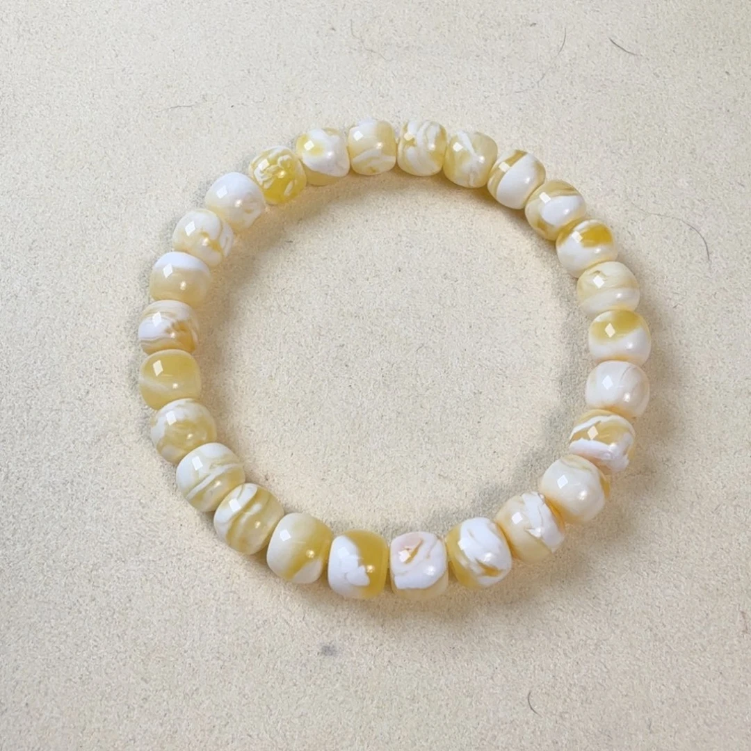 未镶嵌蜜蜡手链8+俄料金漆白精工老型手串