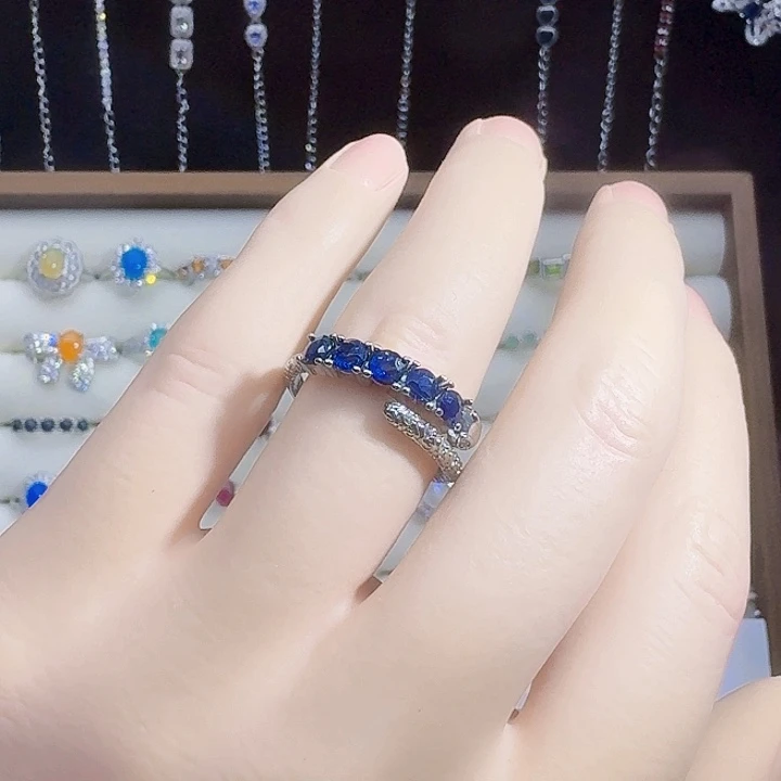 戒指银S925镶嵌蓝宝石