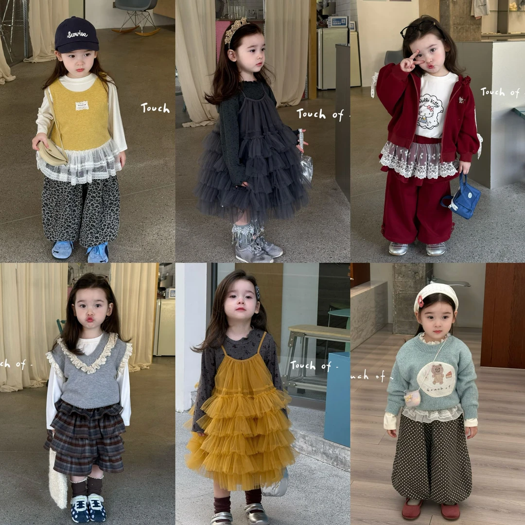 【500-550】TF。2025年秋季新款女童上衣裤子裙子套装