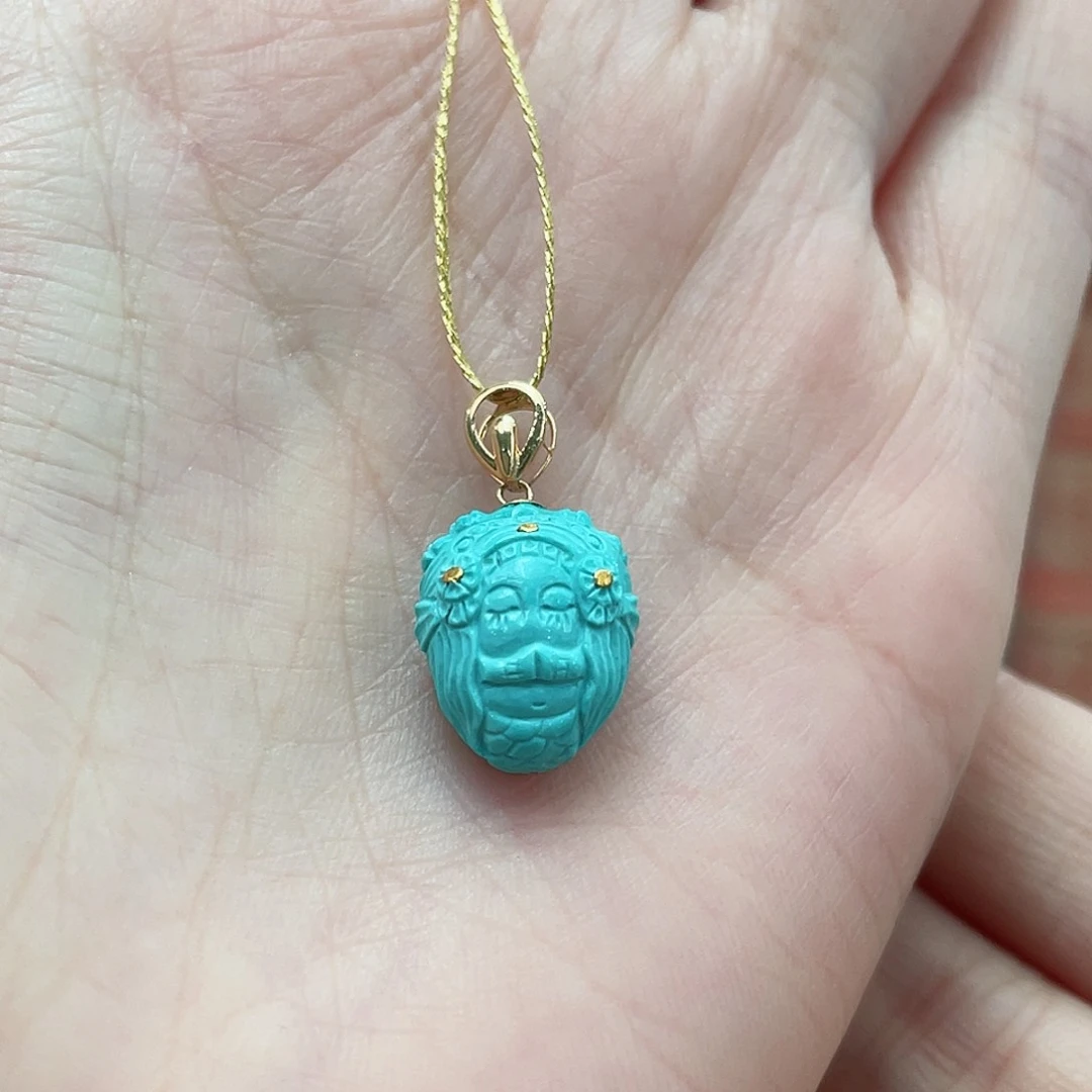 绿松石颈饰18K金镶嵌