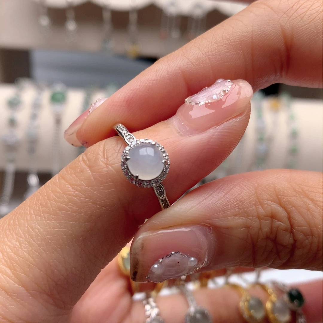 翡翠戒指银S925镶嵌咕**叫22223222